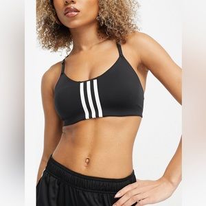 NWT ADIDAS Training Train icons low support 3 stripe sports bra in black size L